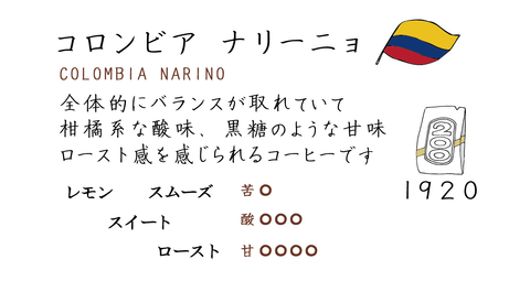 オーガニック コーヒー ｜ シーズナルスペシャル ｜ コロンビア　ナリーニョ　中浅煎り